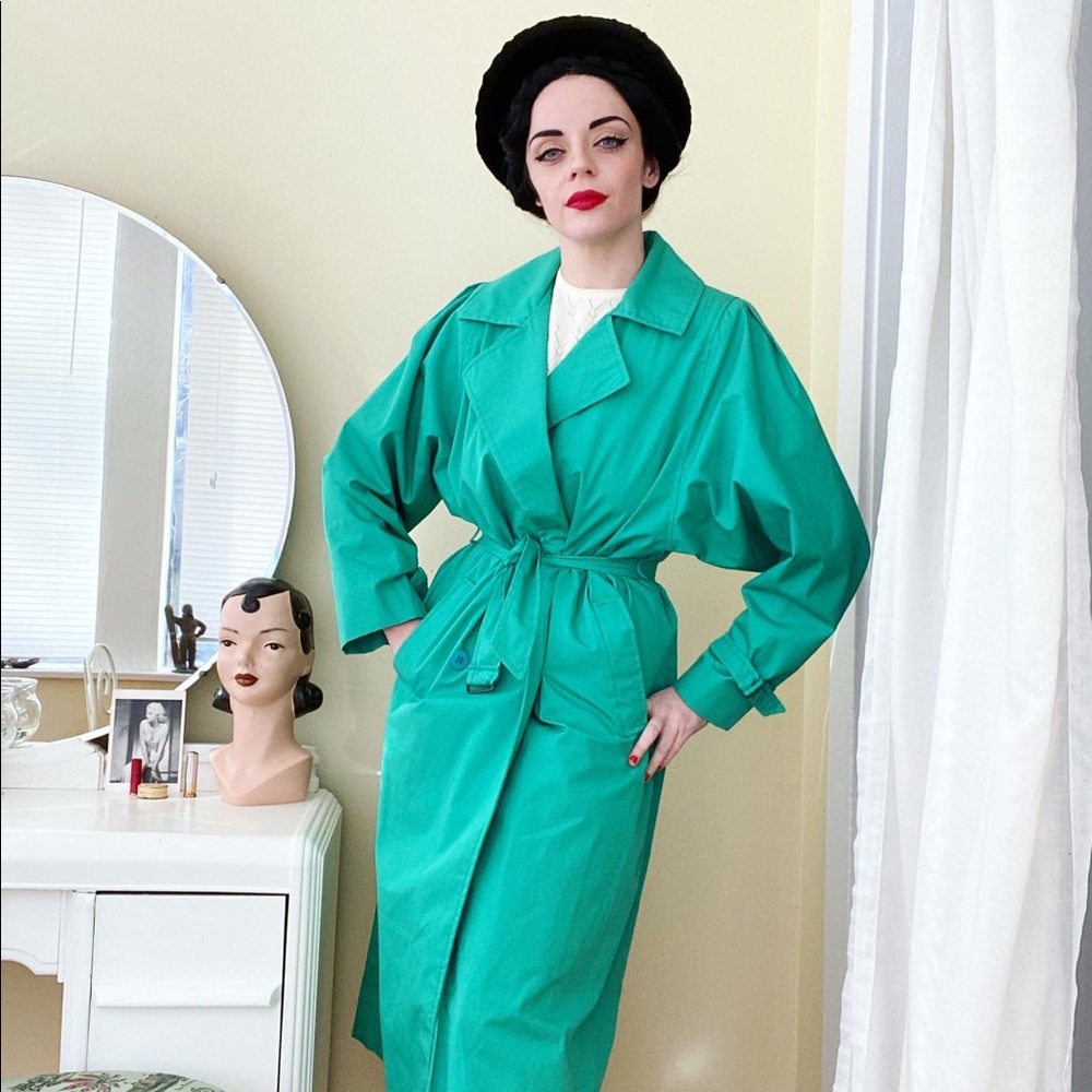 1970s Niccolini Misty Harbour green trench coat
